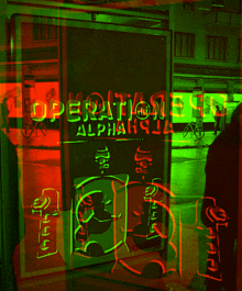 a green and red sign that says operation alpha