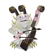 a cartoon monster is playing a violin with a bow