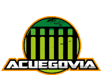 a logo for acuegovia with a green and black striped circle