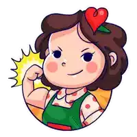 a cartoon of a girl with a heart in her hair flexing her muscles