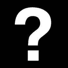 a white question mark with a square underneath it on a black background .