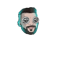 a cartoon drawing of a man with a beard and sunglasses that say hype