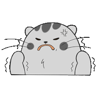 a cartoon drawing of a cat with an angry expression on its face