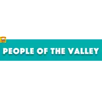 a blue sign that says " people of the valley "