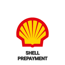 a red and yellow shell with the words shell prepayment underneath it