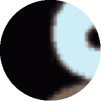 a pixelated image of a circle with a blue border