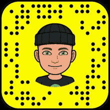 a snapchat icon with a cartoon of a man wearing a beanie and a t-shirt .