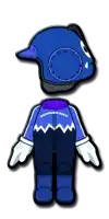 a cartoon character with a blue helmet on his head and a blue outfit .