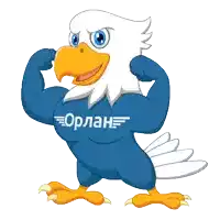 a cartoon eagle wearing a blue shirt that says orlan on it