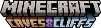 the logo for minecraft caves & cliffs is shown on a white background