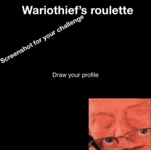 a screenshot of a man with glasses and the words " draw your profile " on the bottom