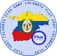 a logo for the flux army columbia with a map