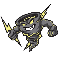 a cartoon drawing of a tornado with a lightning bolt coming out of it