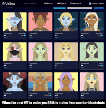 a screenshot of a website called vesea shows a bunch of avatars