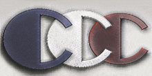 a blue white and red logo with the letters cdc