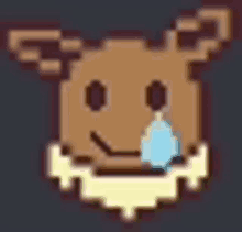 a pixel art drawing of an eevee with a crying face .