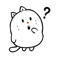 a black and white drawing of a cartoon cat with a question mark on its head .