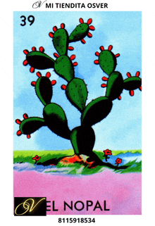 a painting of a cactus with the number 39 on the top