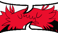 a drawing of a red bird with the letters u and y on it