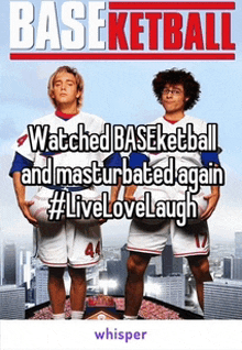 a poster for baseketball shows two players holding a baseball