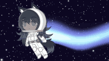 a drawing of a girl in an astronaut 's suit in space