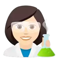 a cartoon illustration of a female scientist holding a beaker