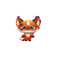 a small orange fox with a white spot on its face is sitting on a white background .