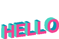 the word hello is written in blue and pink