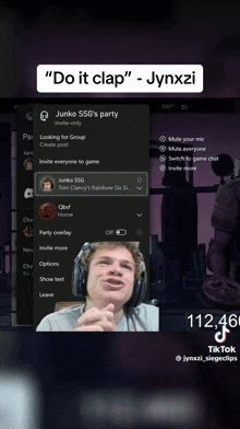 a screenshot of junko ssg 's party with a man wearing headphones