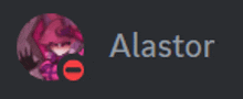 a blurred image of a person with the name alastor