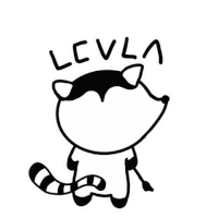 a black and white drawing of a raccoon wearing sunglasses and the name levia .