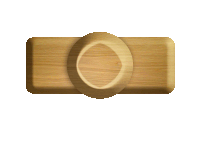 a wooden button with an oval in the middle