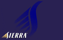 a blue background with the word sierra in white