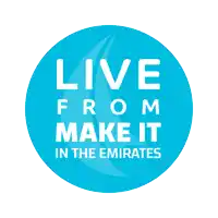 a blue circle with the words live from make it in the emirates on it