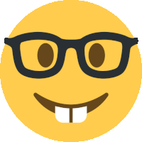 a yellow smiley face with glasses and a smile on its face