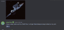 a man is riding a rocket in a discord conversation