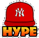 a red hat with a ny logo on it and the word hype below it .