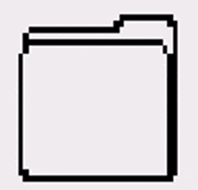 a pixel art drawing of a folder on a white background