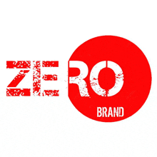 a red circle with the words zero brand written inside of it