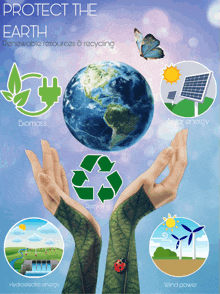 a poster that says protect the earth with hands holding the earth