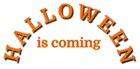 a logo that says halloween is coming in orange letters