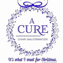 a blue wreath with the words " a cure " in the center