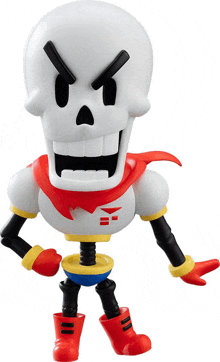 papyrus from undertale has a red cape and boots on