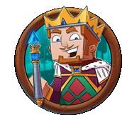 a cartoon of a king with a crown on his head holding a sword .