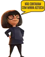 a cartoon character with glasses and a yellow speech bubble that says " não contavam com minha astucia "