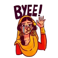 a cartoon drawing of a woman with tears on her face and the words byee above her