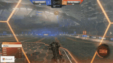 a rocket league game is being played between boost bandits and putting pobas