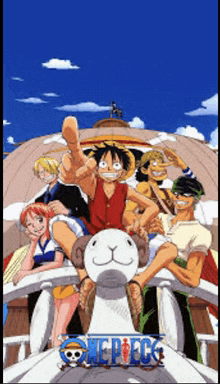 a poster for one piece shows luffy and his friends on a boat