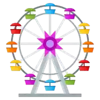 a colorful ferris wheel with a purple center