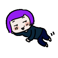 a cartoon of a girl with purple hair laying on the floor